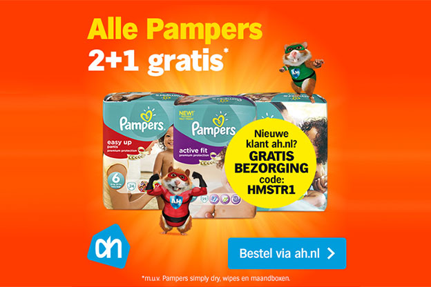 Gratis derde pak Pamers en bezorging