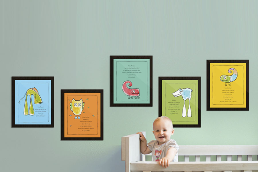 Een babykamer ingericht met Ellis Kids posters