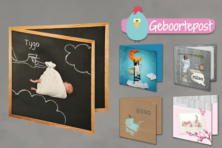 Verschillende geboortekaartjes van geboortepost.nl