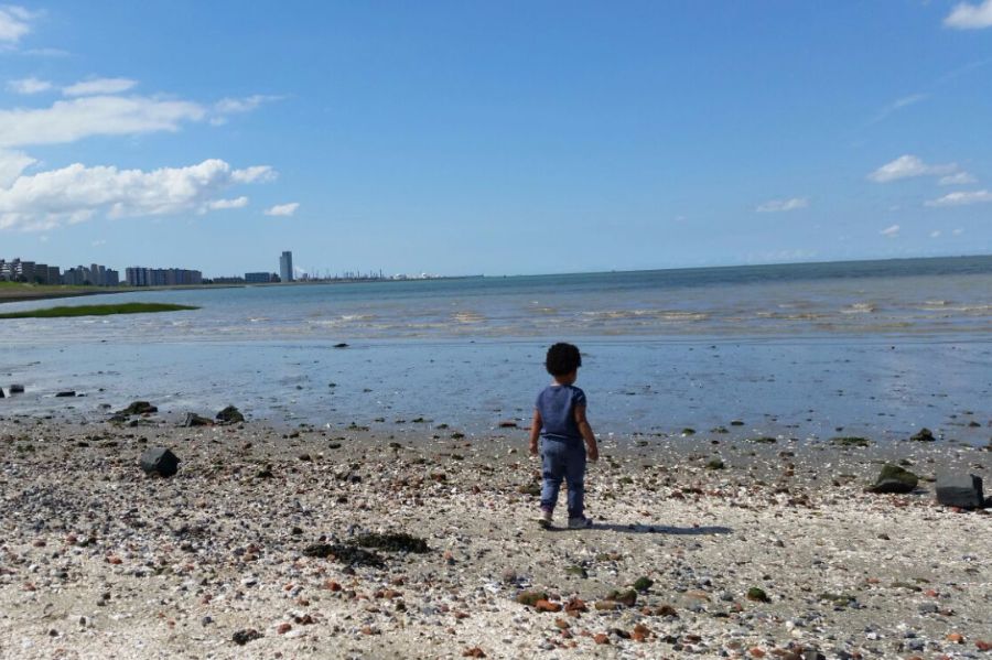 Klein meisje bij de Westerschelde
