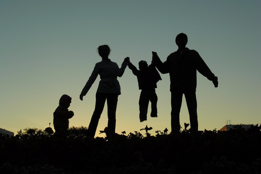 Silhouette van een gezin