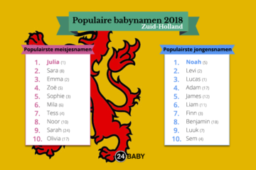 populairste namen in zuid-holland in 2018