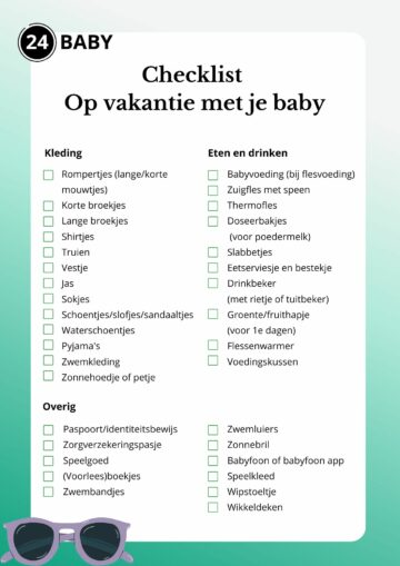 Checklist vakantie wat je mee? – 24Baby.nl