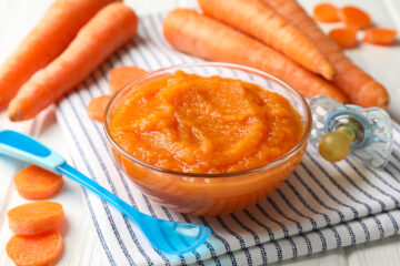 Wortel met zoete aardappel als babyhapje