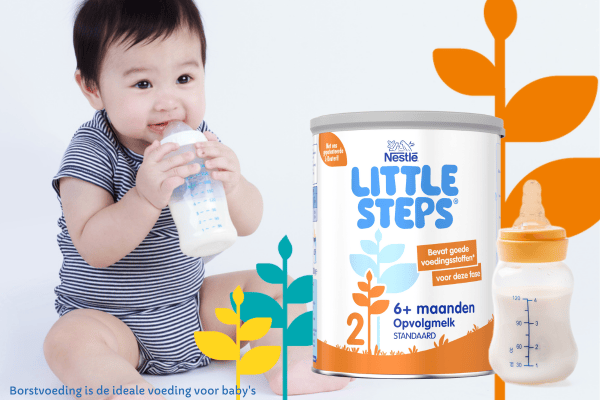 Baby drinkt Little Steps opvolgmelk uit flesje