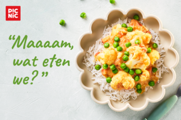 Milde curry met rijst, bloemkool en erwtjes