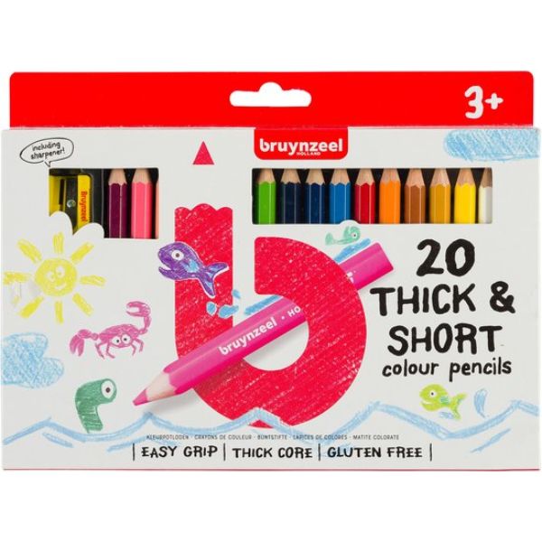Bruynzeel Kids korte dikke kleurpotloden set 20