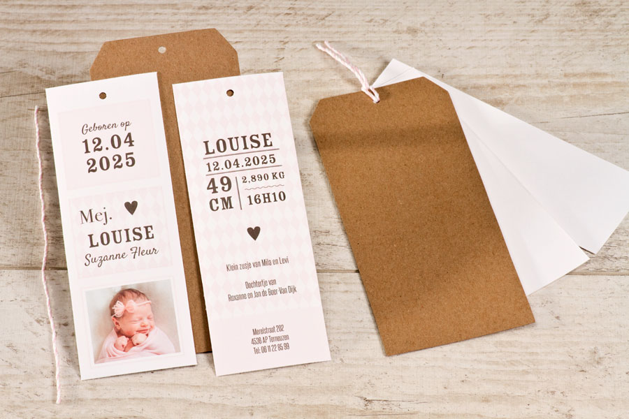 geboortekaartje met tag van Tadaaz