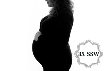 So sieht ein Babybauch in der 35. SSW aus.