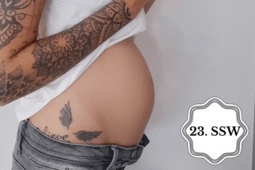 So sieht ein Babybauch in der 23. SSW aus.