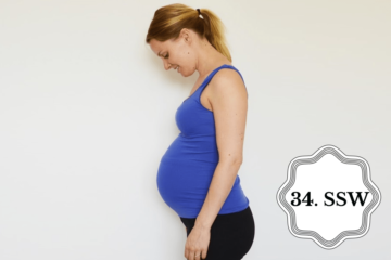 So sieht ein Babybauch in der 34. SSW aus.