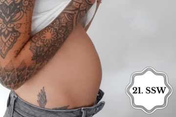 So sieht ein Babybauch in der 21. SSW aus.