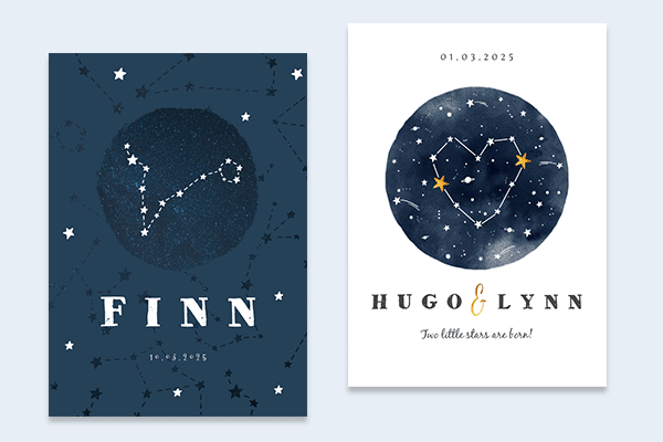 Geburtskarte mit Sternen